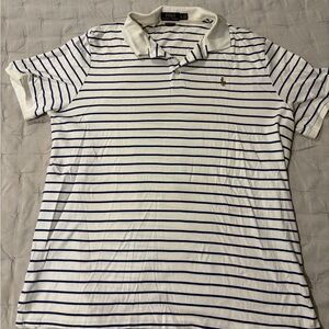 Ralph Lauren White and Navy Striped Polo Shirt